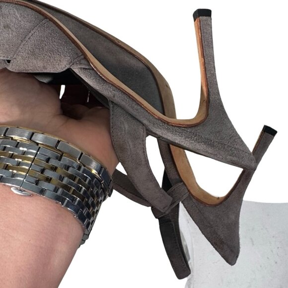Manolo Blahnik Grey Suede Slingback Heels Size 37 main image 4